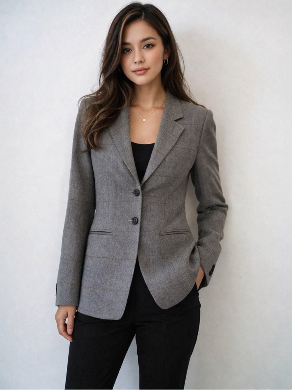 3.1 PHILLIP LIM Wool Tailored Blazer With Princess Darts Women's 4
Gray Tweed